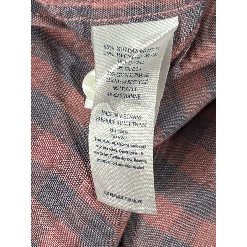 Faherty The Movement Shirt Mens Medium Pink Blue Gingham Plaid Button Down Long - Picture 16 of 16